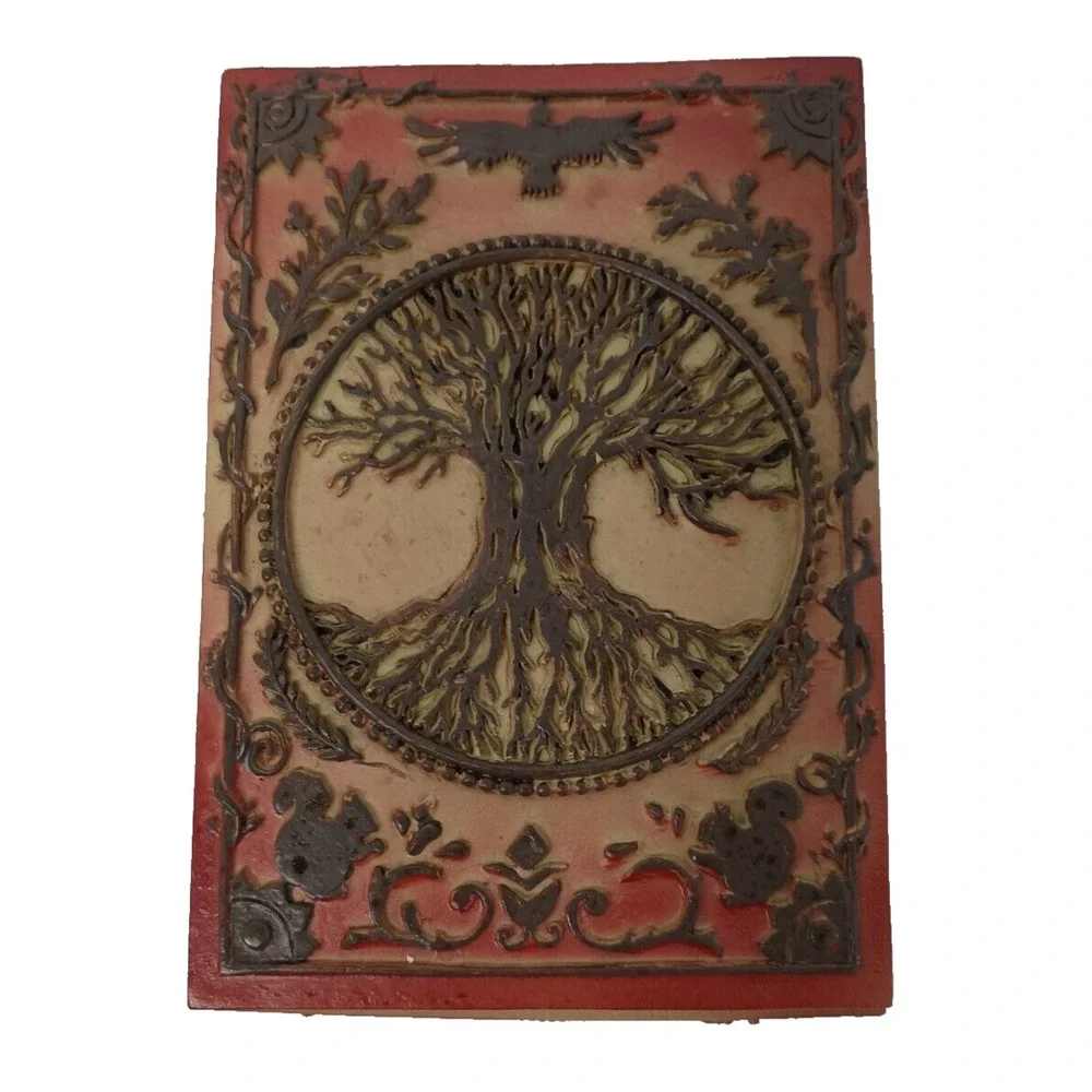 Tree Of Life Jewelry Trinket Box Intricate Raised Design Hand Painted BOHO
